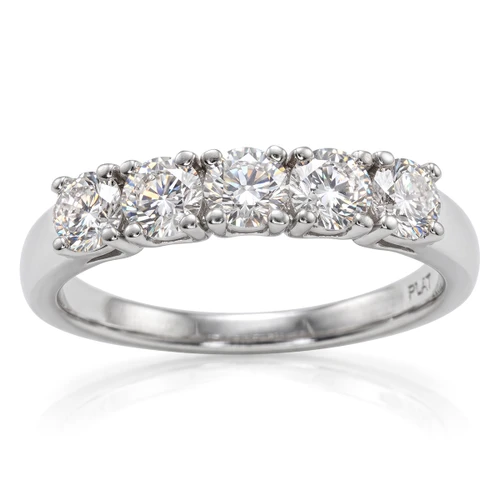 One Carat Natural Five Diamond Anniversary Band / Wedding Ring