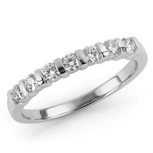 Bar-Set Diamond Anniversary Wedding Band 7-Stone Ring