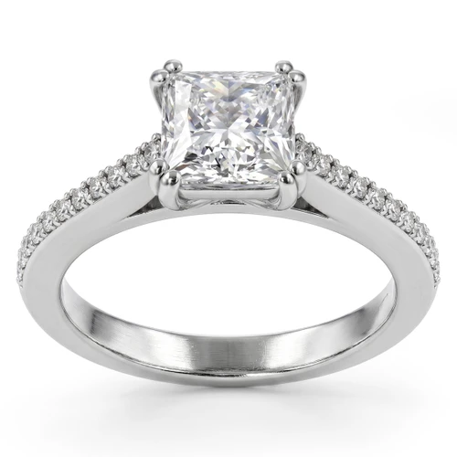Princess Cut Diamond Engagement Ring Mounting Classic Style