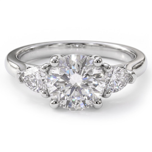 Three Stone Pear Cut Side Diamond Engagement Ring Mounting