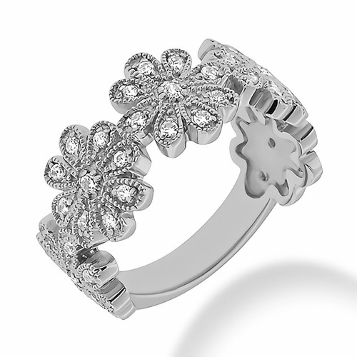 Diamond Cocktail Flower Anniversary Ring Floral Design