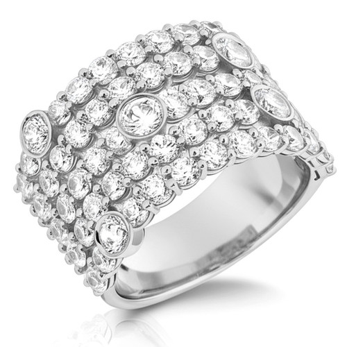 Unique 3.5 Carat Diamond 5-Row Cocktail / Statement Ring