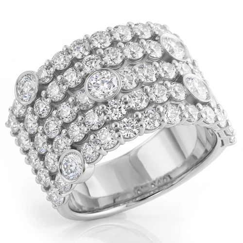 Unique Diamond Five-Row Cocktail / Statement Ring