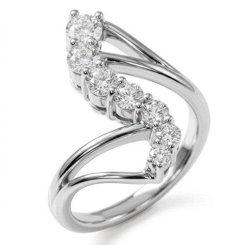 Winding Natural Diamond Seven-Stone Journey Ring