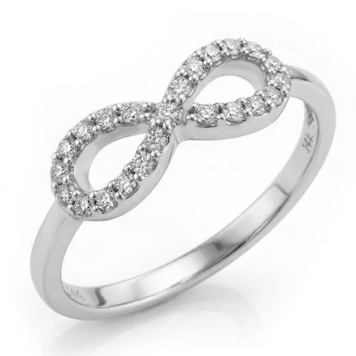 Diamond Infinity Promise / Cocktail Ring 14k White Gold