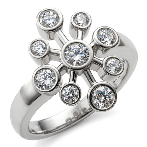 Unique Bezel-Set 0.75ct Diamond Star Statement Ring