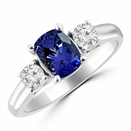 Tanzanite Diamonds 3 Stone Solid 14KG Engagement Ring