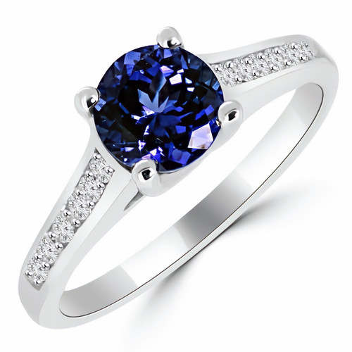 Dainty Round Tanzanite Diamond Engagement Bridal Ring