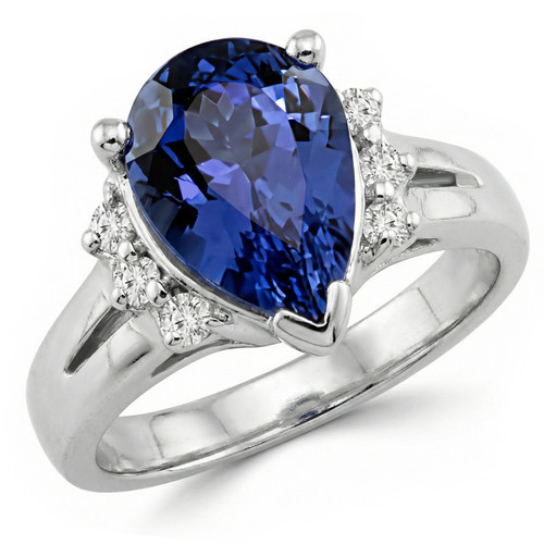 Pear Cut Tanzanite Diamond Engagement Ring
