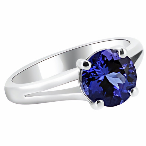 Tanzanite Engagement Solitaire Ring Split Shank 