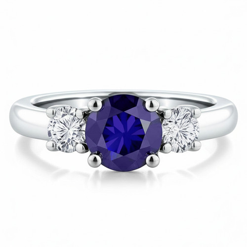 Fine Tanzanite and Diamond 3-Stone Engagement Ring