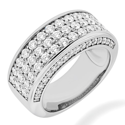 3-Row Pave Diamond Anniversary Wedding Ring Band for Men Women