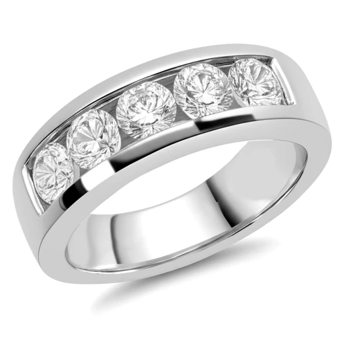 Channel-Set Diamond Wedding Band Men's Ring