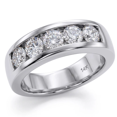 Massive Channel-Set Diamond Wedding Band Men's Ring