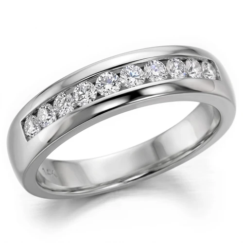 Fine Channel-Set Diamond Wedding Band Men's Solid Ring