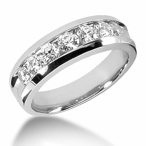 Channel-Set Diamond Men's Wedding Band Ring