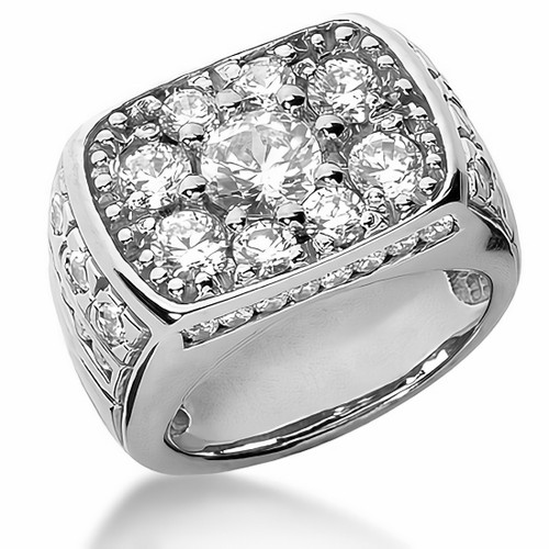 Large 3 Carat Men's Diamond Solitaire Pinky-Finger Ring