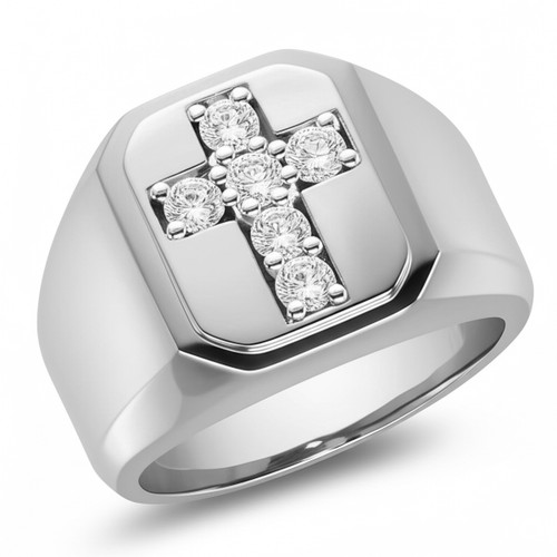 Massive Diamond Cross Men's Statement Ring