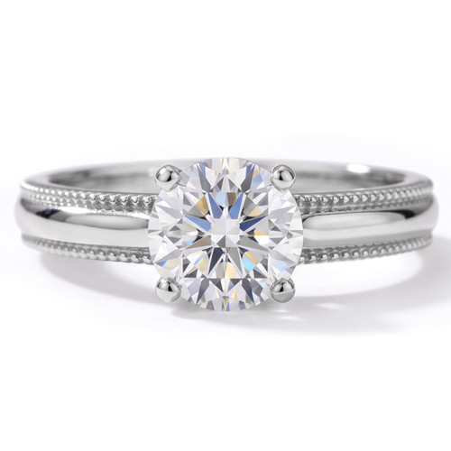 Unique Solitaire Engagement Ring Mounting With Milgrain