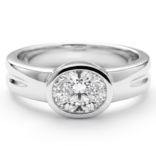 Oval Bezel East-West Solitaire Engagement Ring Mounting