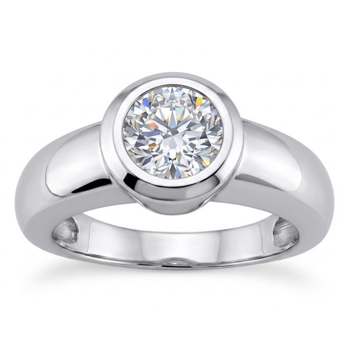Round Bezel Solitaire Engagement Ring Solid Mounting