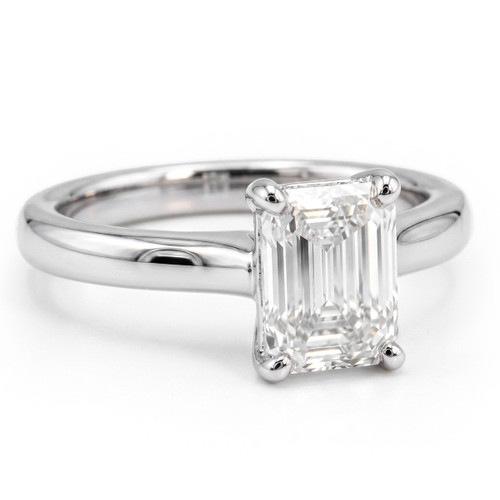 Emerald-Cut Solitaire Engagement Ring Setting 14k White Gold