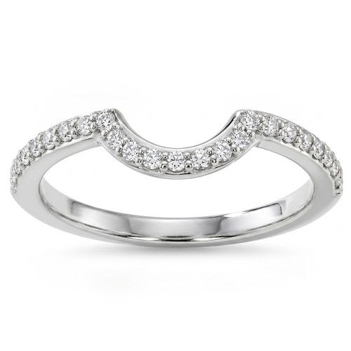 Curved Diamond Wedding Band Guard Ring 14k White Gold