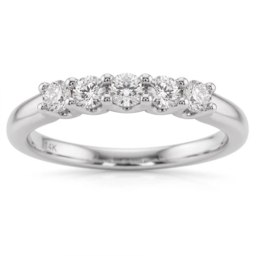 Natural Five-Diamond Bridal Wedding Band Anniversary Ring