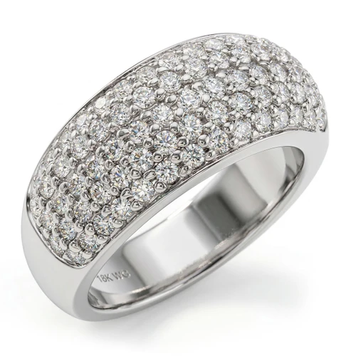 Pave-Set Diamond Wedding Band Domed Statement Ring