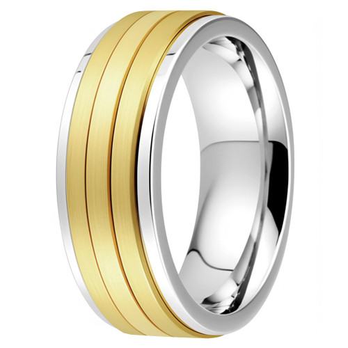 Spinning Handmade Wedding Band 14k Satin 2 Tone Gold