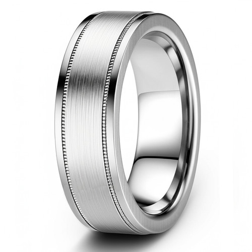 Satin Matte Finished 14k Gold Wedding Band With Milgrain