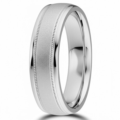 Sandblasted 14k Gold Wedding Band Ring With Milgrain