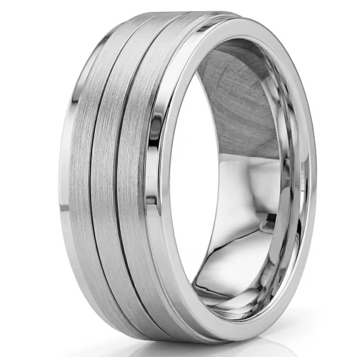Spinning Handmade Wedding Band 14k White Brushed Gold Men's Spinner Ring