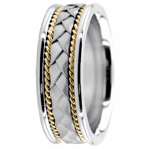 Handmade Weave Braid 18k 2-Tone Gold Wedding Ring Band