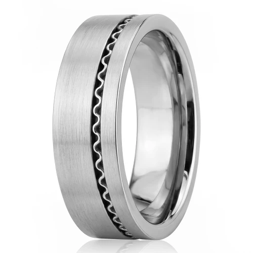 Satin Finished 18k White Gold Mens Wedding Band Handmade Twist Ring