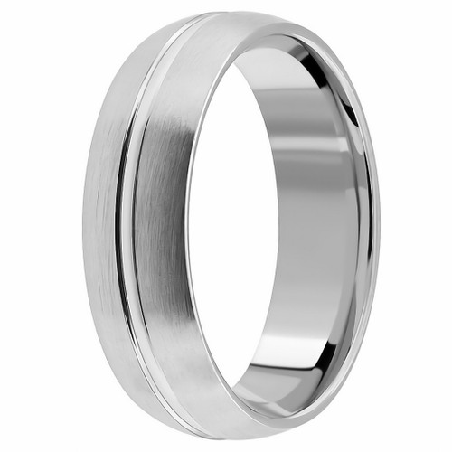 Domed Matte Satin 950 Platinum Wedding Band Ring
