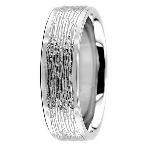 Platinum Wedding Band Leather Textured Ring