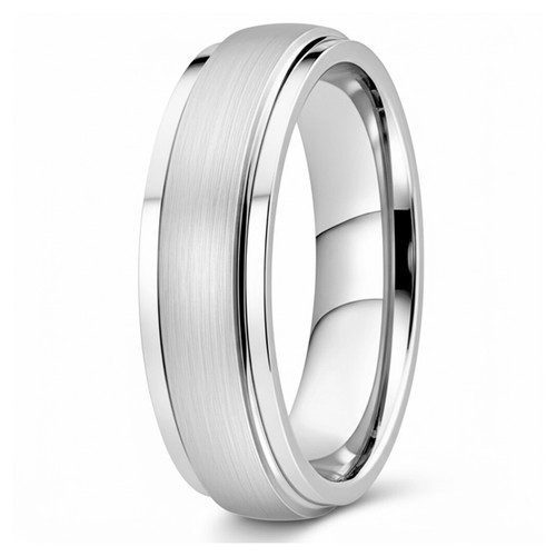 Domed Platinum Wedding Band Satin and Polished Finish