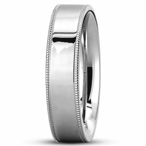 950 Platinum Wedding Band Ring With Milgrain Edges