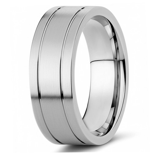 Solid Platinum Wedding Band Ring Satin Finish