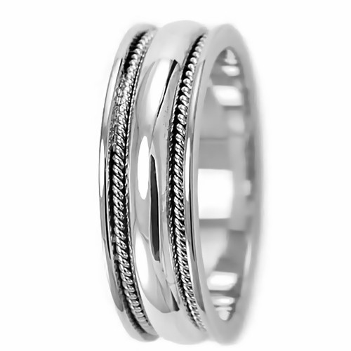 Polished Handmade Wedding Band Platinum Ring