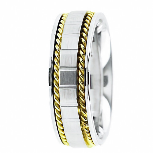 Handmade Platinum Wedding Ring Yellow Gold Ropes