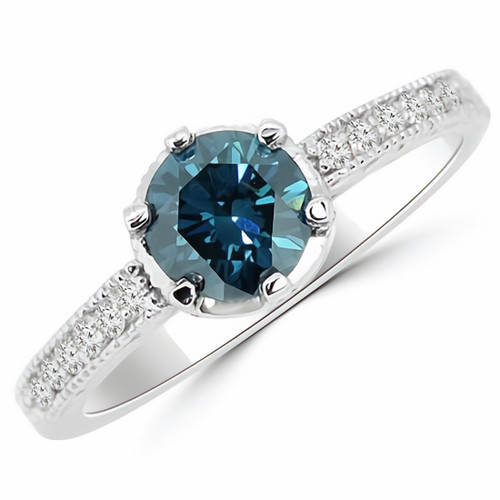 Blue Diamond Engagement Ring Vintage Style