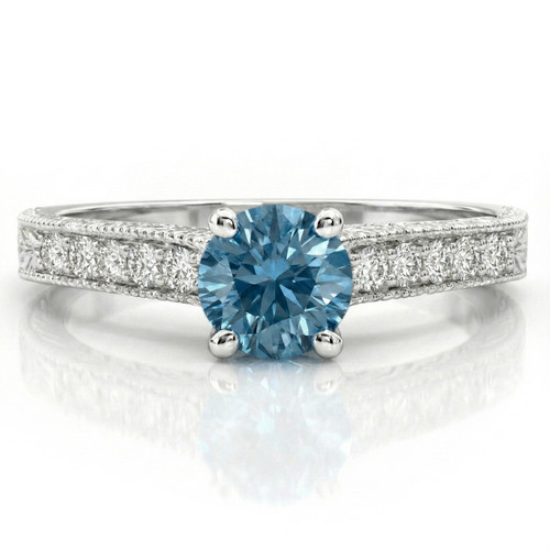 Blue Diamond Engagement Ring Antique Vintage Style
