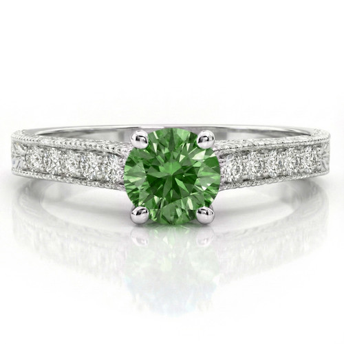 Fancy-Green Diamond Vintage-Style Engagement Ring