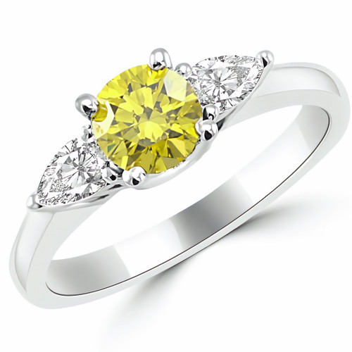 VS1 Canary Yellow Diamond 3 Stone Engagement Ring