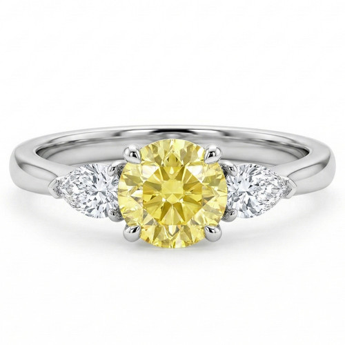 Yellow And White Diamond 3-Stone Engagement Ring