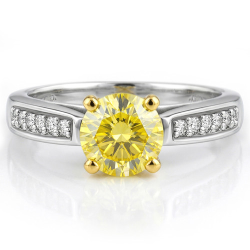 Canary Yellow Diamond Engagement Ring 18k 2-Tone Gold