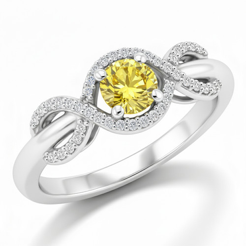 Fancy Canary Yellow Diamond Engagement Ring Infinity Design