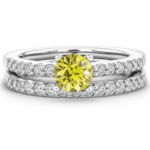 Matching Canary Yellow Diamond Engagement Ring Set